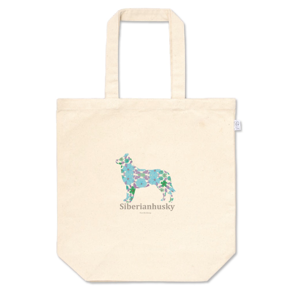 花ワンコ　ハスキー　トートバッグ