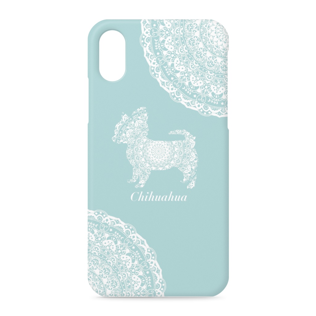 花ワン　月　チワワ　スマホケース