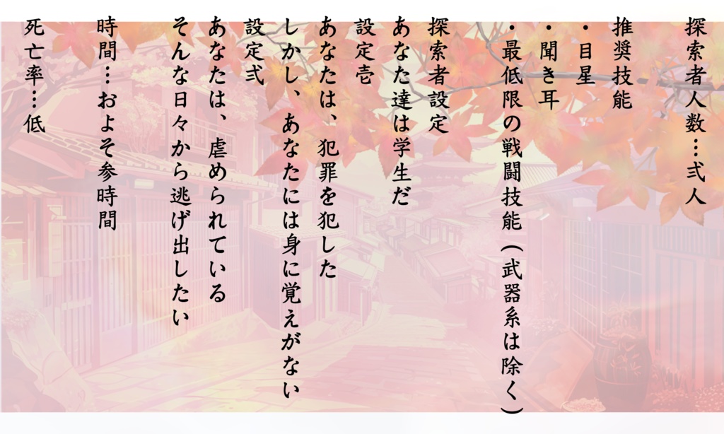【無料】【CoC6th/2PLシナリオ】見損じた春