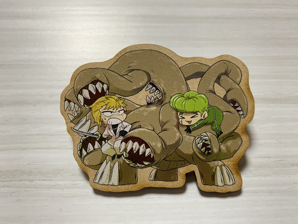 【虜】木製バッジ