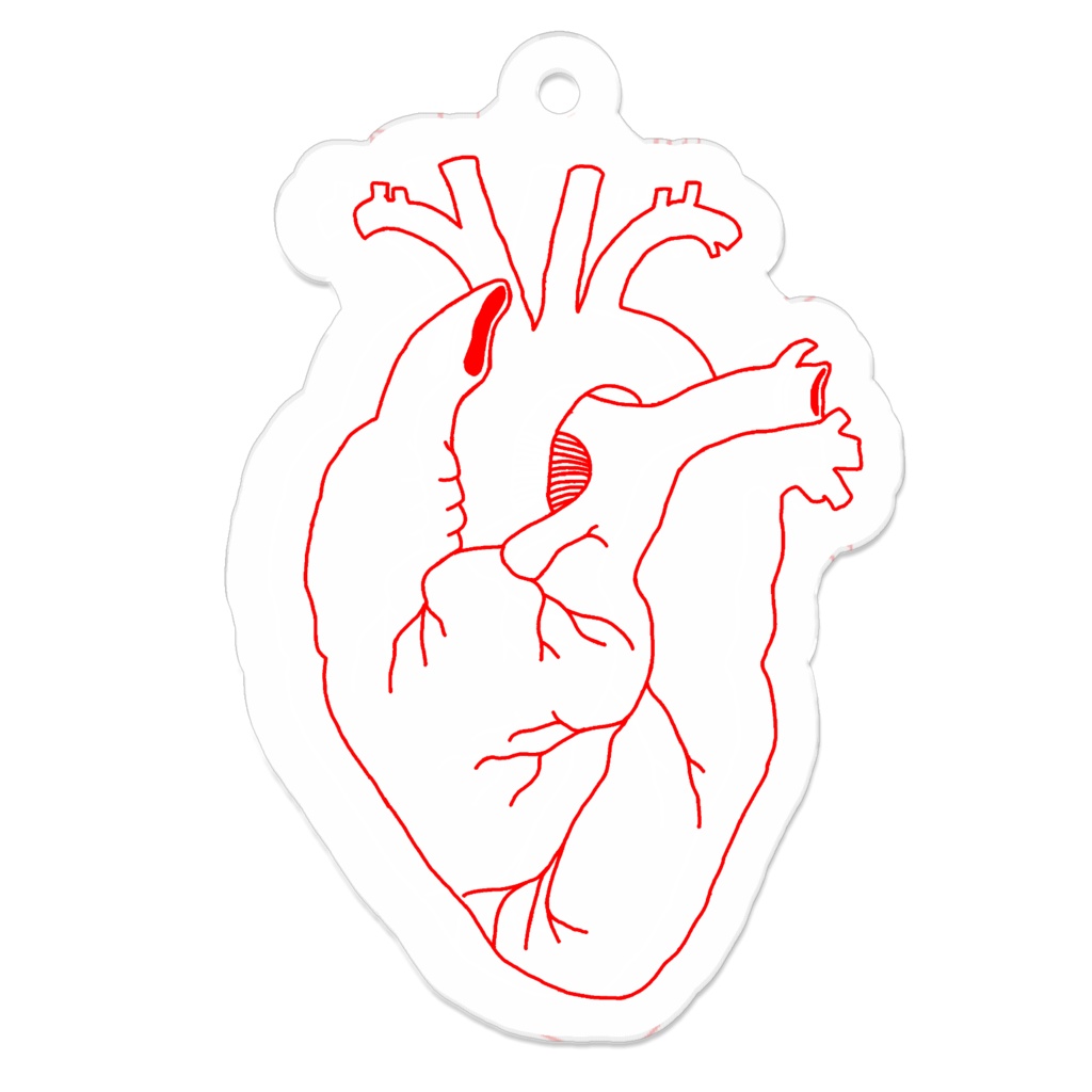 赤白心臓キーホルダー