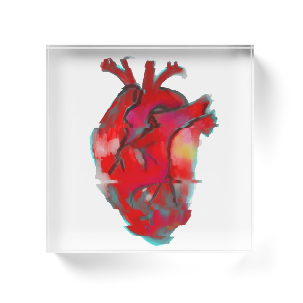 カラフルな心臓アクリルブロック