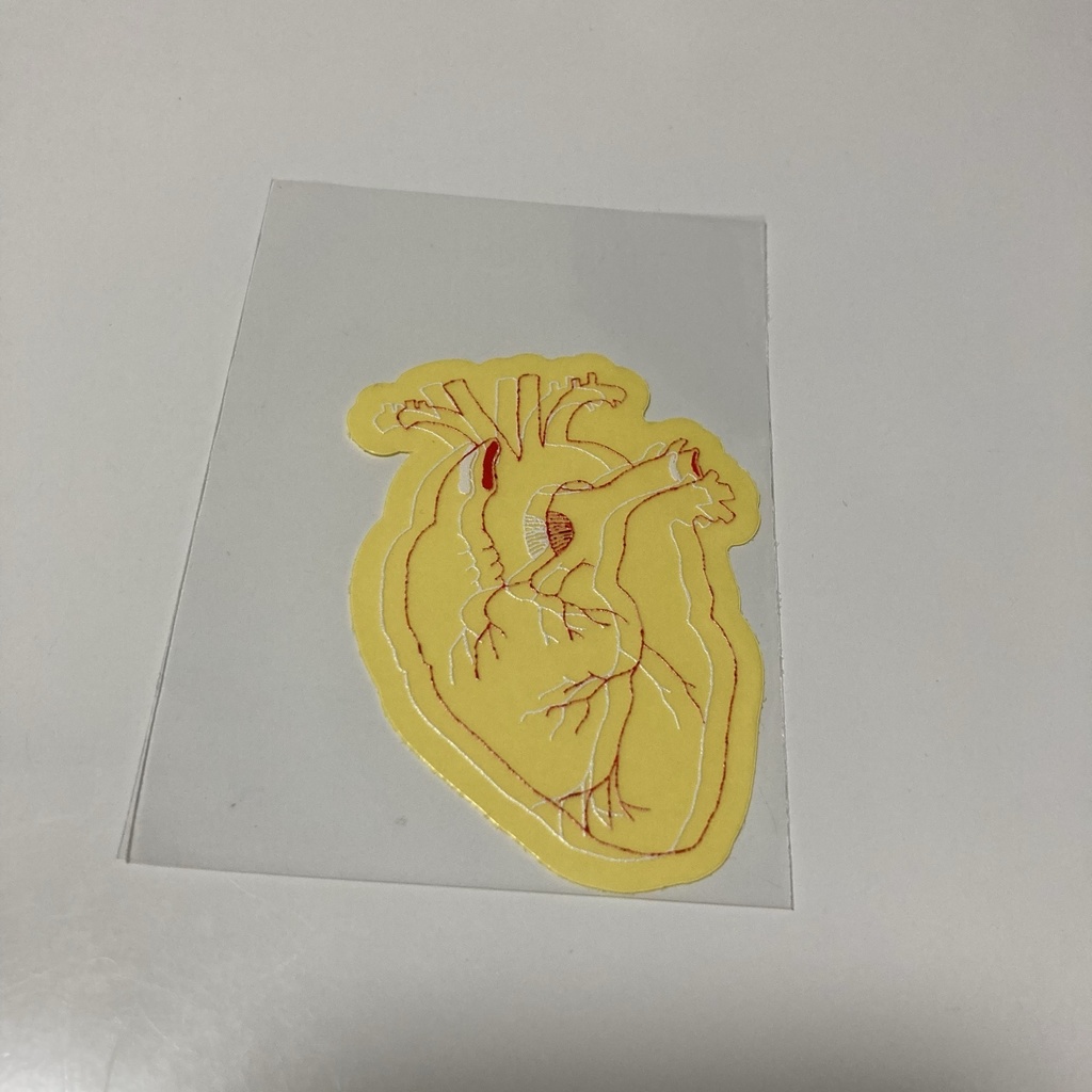 赤白心臓ステッカー