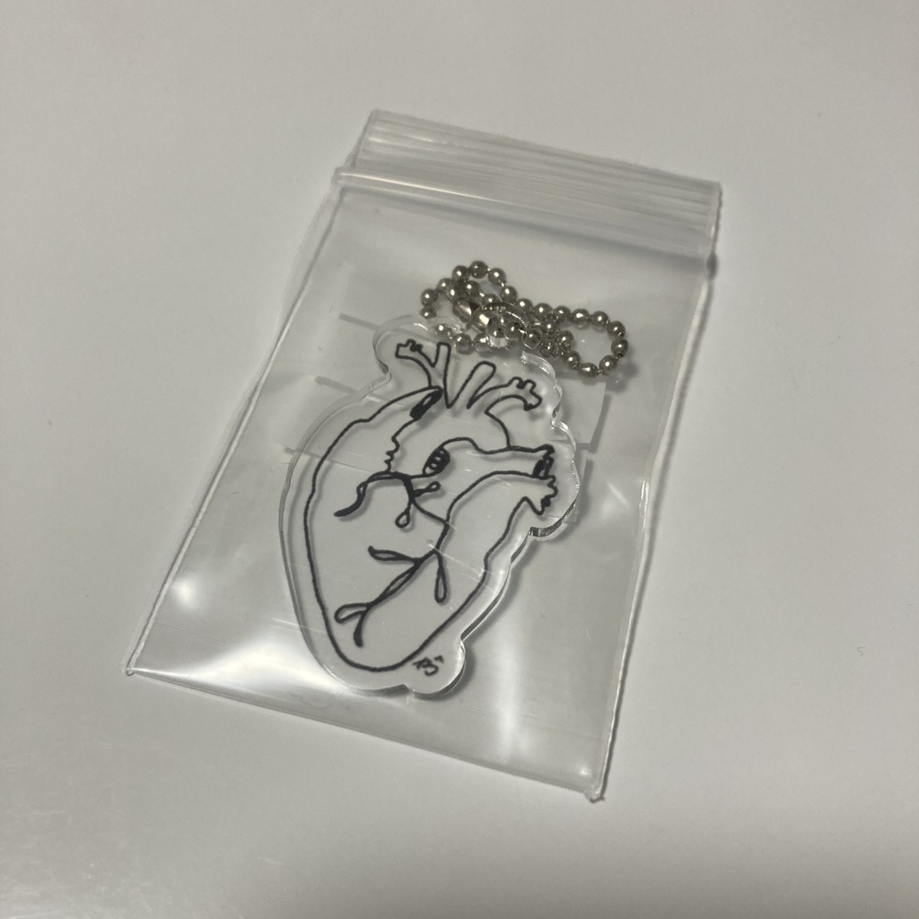 一筆書きの心臓アクリルキーホルダー