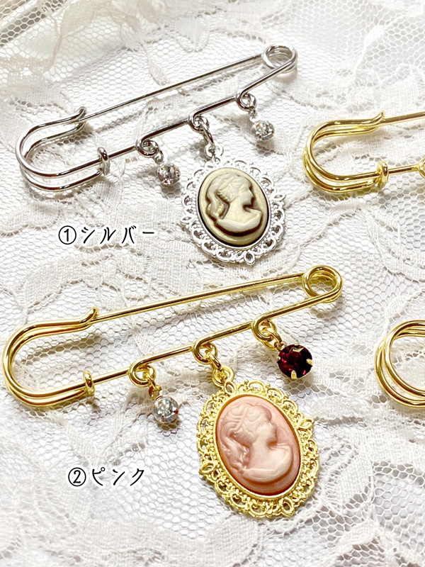 〈一点物〉【カメオ風ピンブローチ】