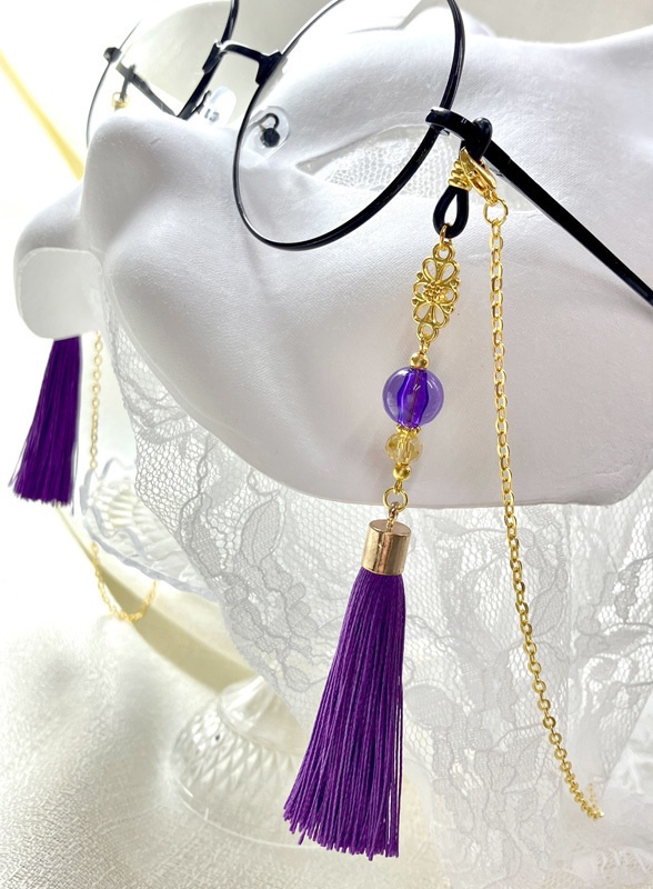 【アジアン風 眼鏡チャーム/イヤリング&ピアス追加】〈へし切長谷部カラー〉