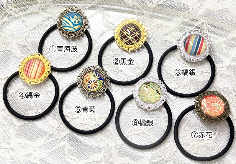 〈一点物〉【和柄カボションの髪ゴム】