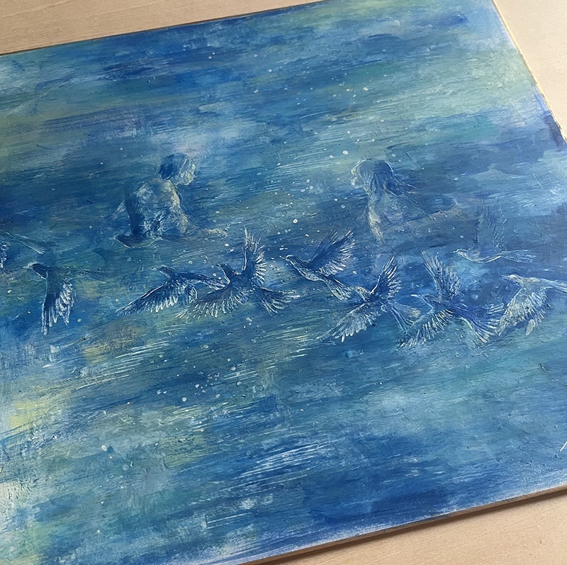 live painting work / In this universe 七夕の夜、鵲の橋で 