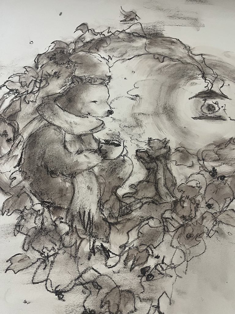 live drawing work / 三日月のリースで