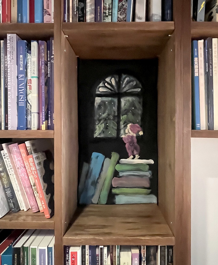 Live painting work / 本棚の向こう側