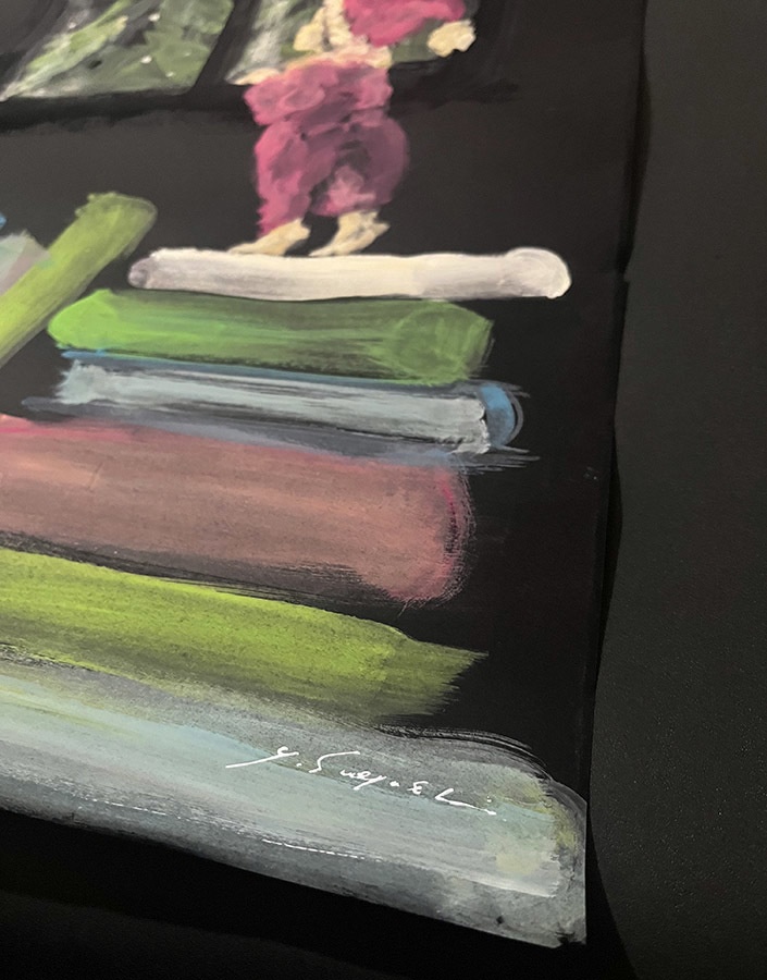 Live painting work / 本棚の向こう側