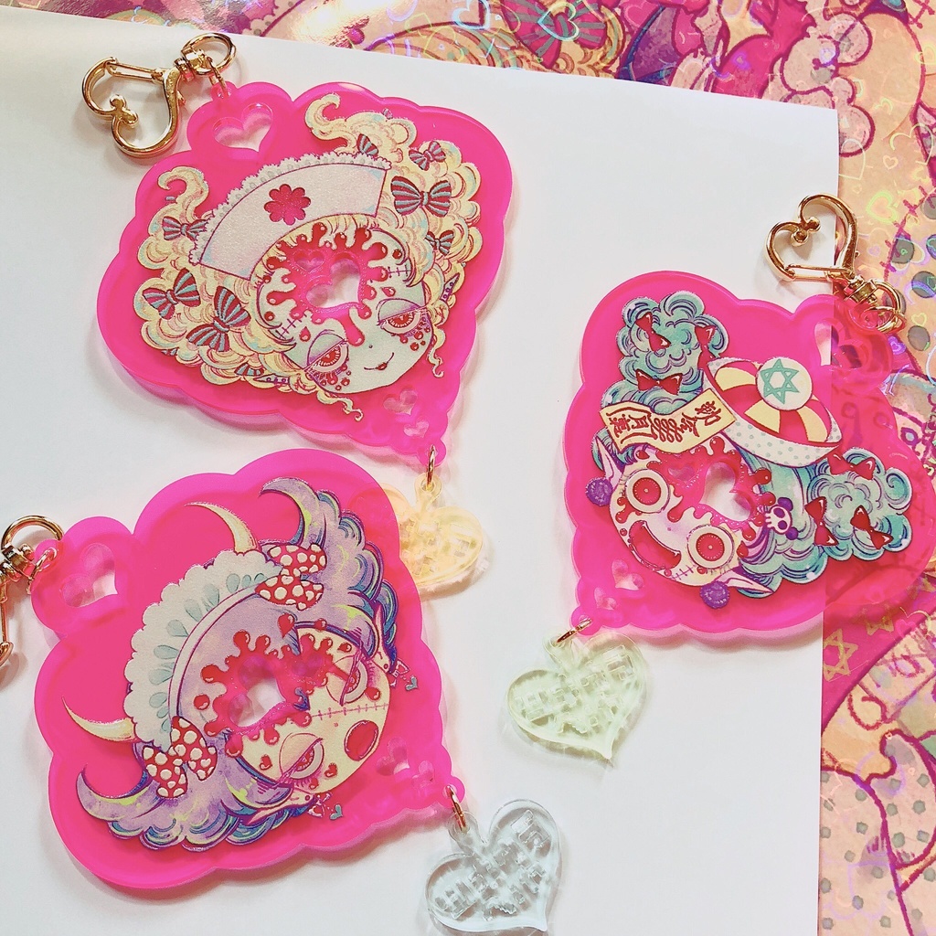 『ぞんび3人娘生首アクリルキーホルダー』