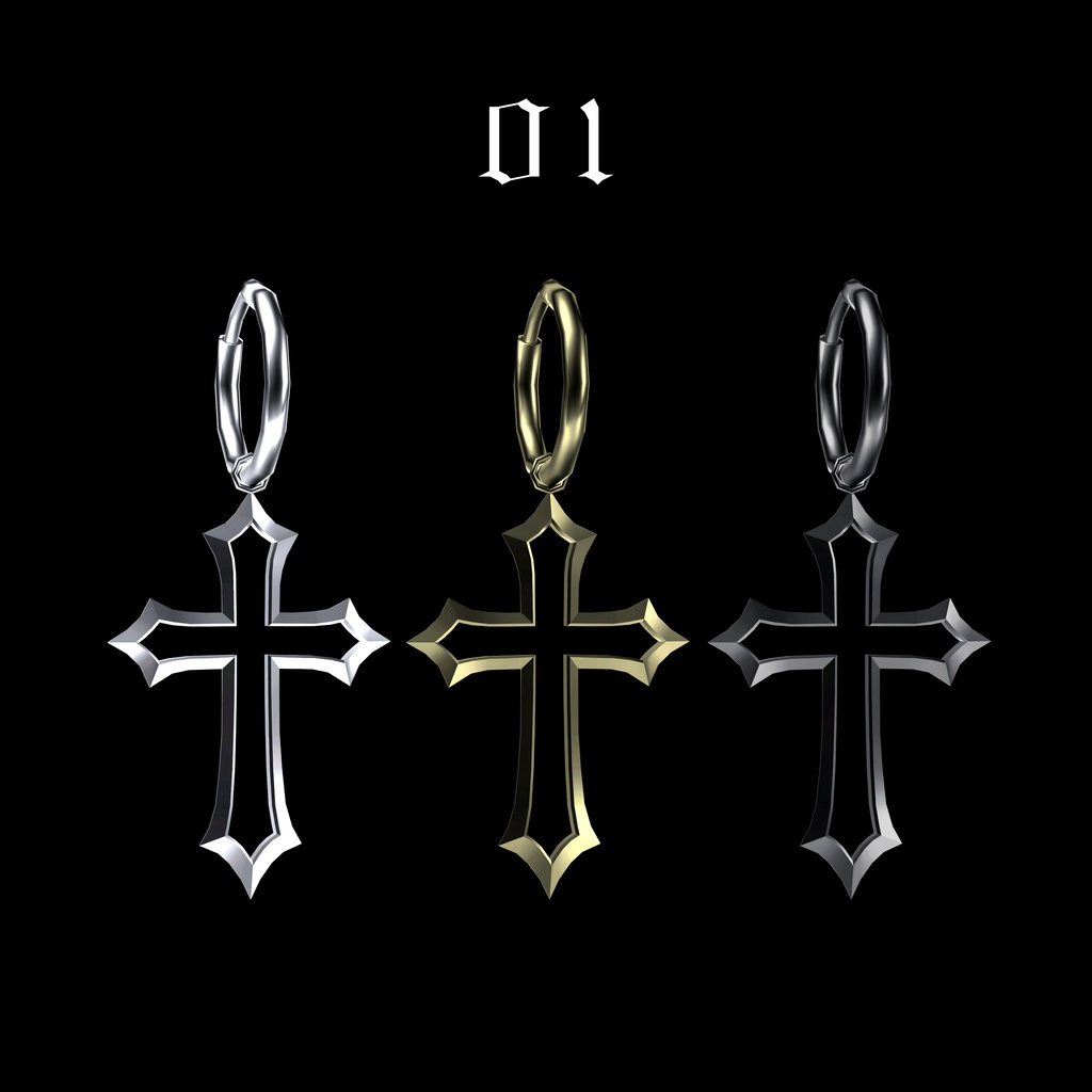 【VRC想定】十字架ピアス2種 / Cross Earrings 2set