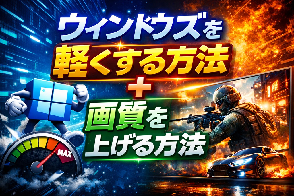 ウィンドウズを軽くする・画質を上げる方法
