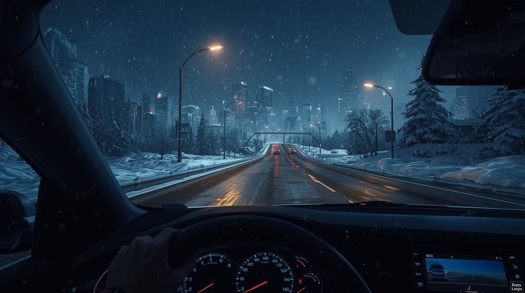 【28枚セット おまけ付き】冬の夜景ドライブ壁紙セット（PC/スマホ対応）