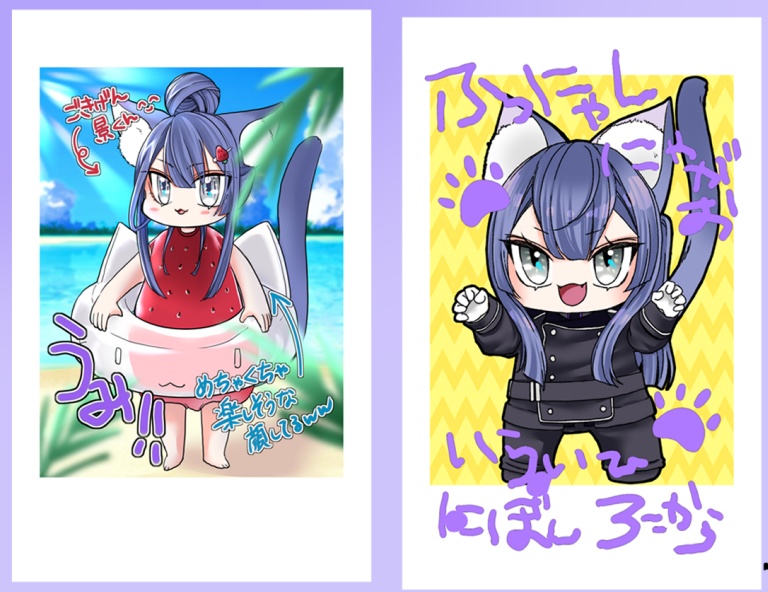 【非公式】ふつにゃしチェキ風カード２枚セット