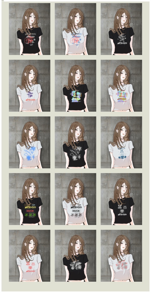 Webtoon/Manga/Illustration Apparel Print Design Pack Vol.1 / インディーブランド風 衣装プリント素材集
