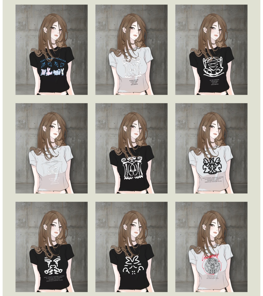 Webtoon/Manga/Illustration Apparel Print Design Pack Vol.1 / インディーブランド風 衣装プリント素材集
