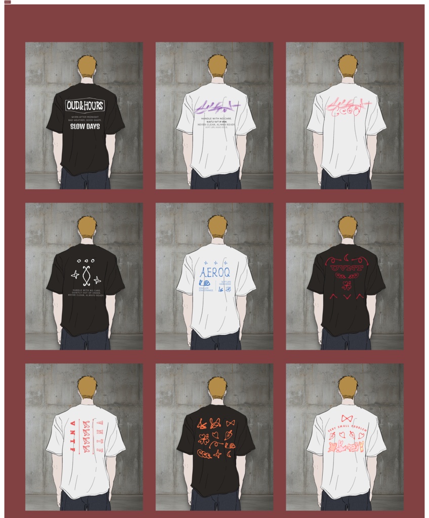 Webtoon/Manga/Illustration Apparel Print Design Pack Vol.1 / インディーブランド風 衣装プリント素材集