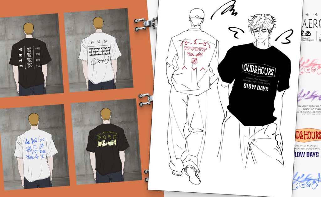 Webtoon/Manga/Illustration Apparel Print Design Pack Vol.1 / インディーブランド風 衣装プリント素材集