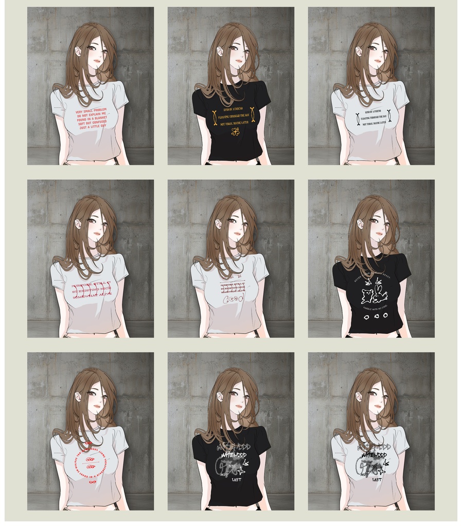Webtoon/Manga/Illustration Apparel Print Design Pack Vol.1 / インディーブランド風 衣装プリント素材集
