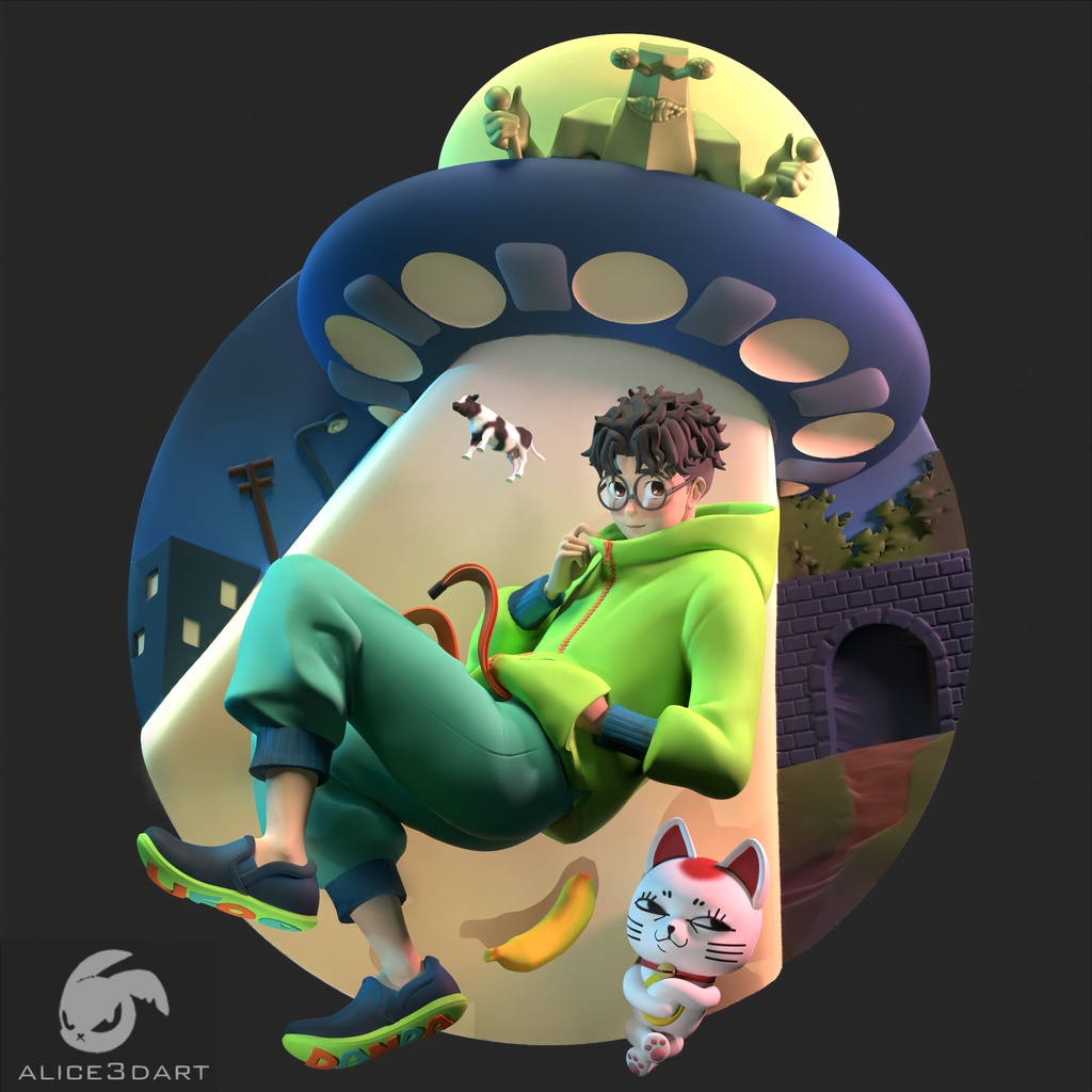 ダンダダン - オカルン FAN ART inspiration 3D PRINT stl