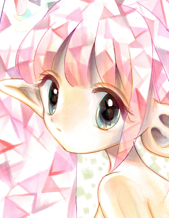 ピンクの宝石【コピック】【イラスト原画】●額装●送料込●