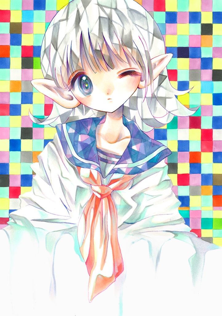 モザイク【コピック】【イラスト原画】●額装●送料込●