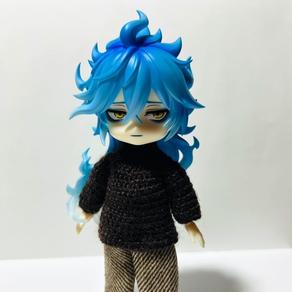 手編みハイネックニットセーター