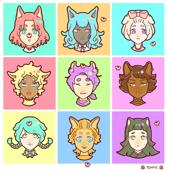 ねこみみちゃんズTシャツ(白・黒)