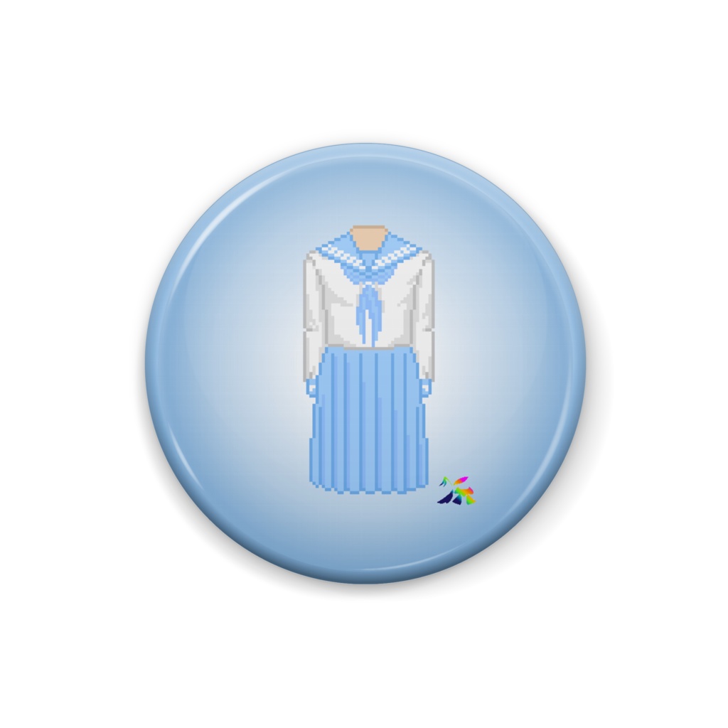 ドット絵いろんなせーらー缶バッジ（水色）25mm