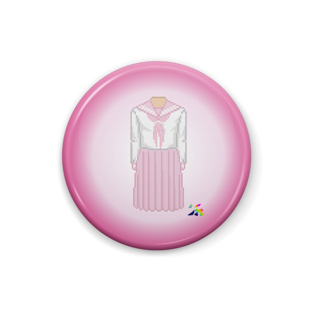 ドット絵いろんなせーらー缶バッジ(ピンク)25mm