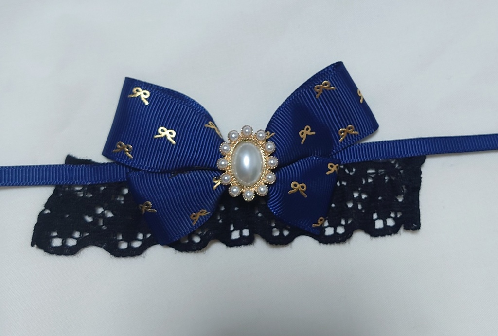 ぬいぐるみ用リボン ネイビー+金リボン