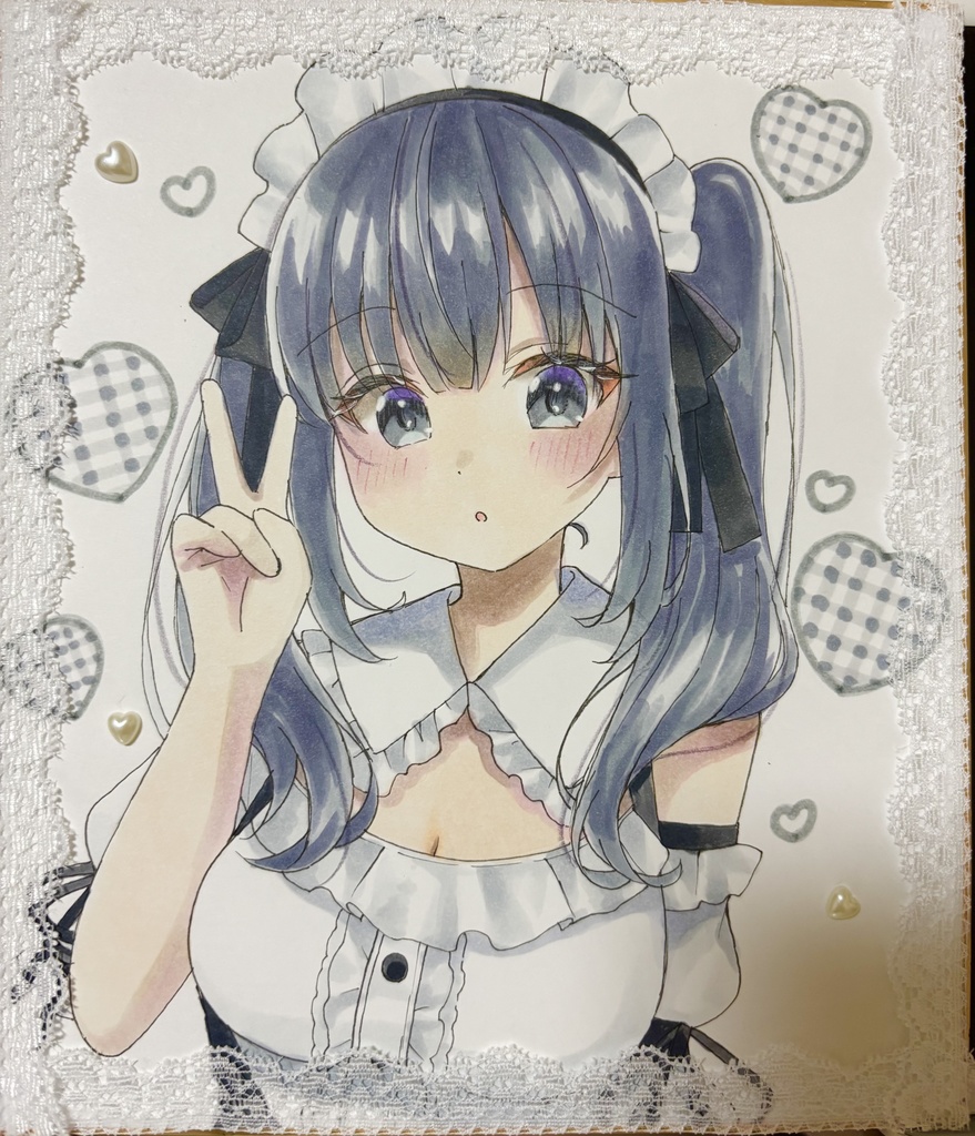 オリジナル メイド 女の子 直筆色紙