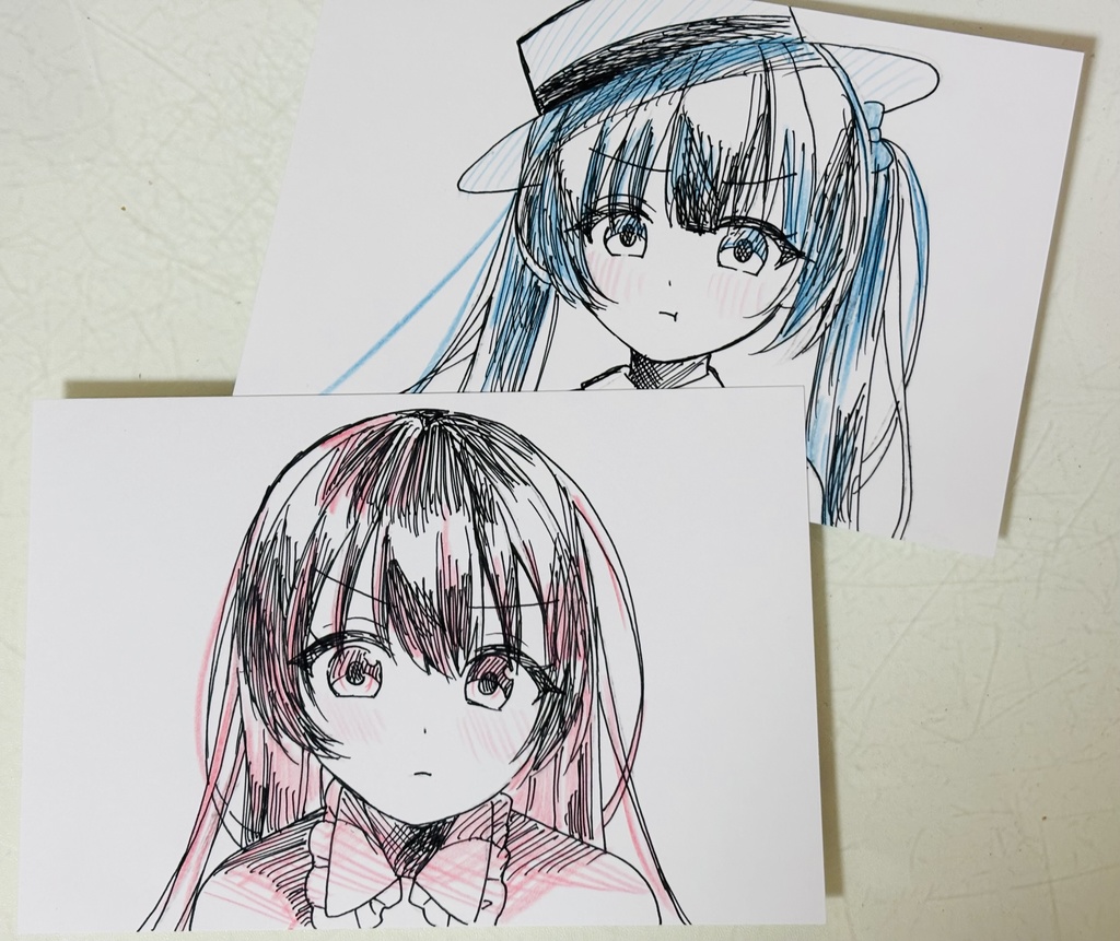 ボールペン画 ポストカード オリジナル 女の子