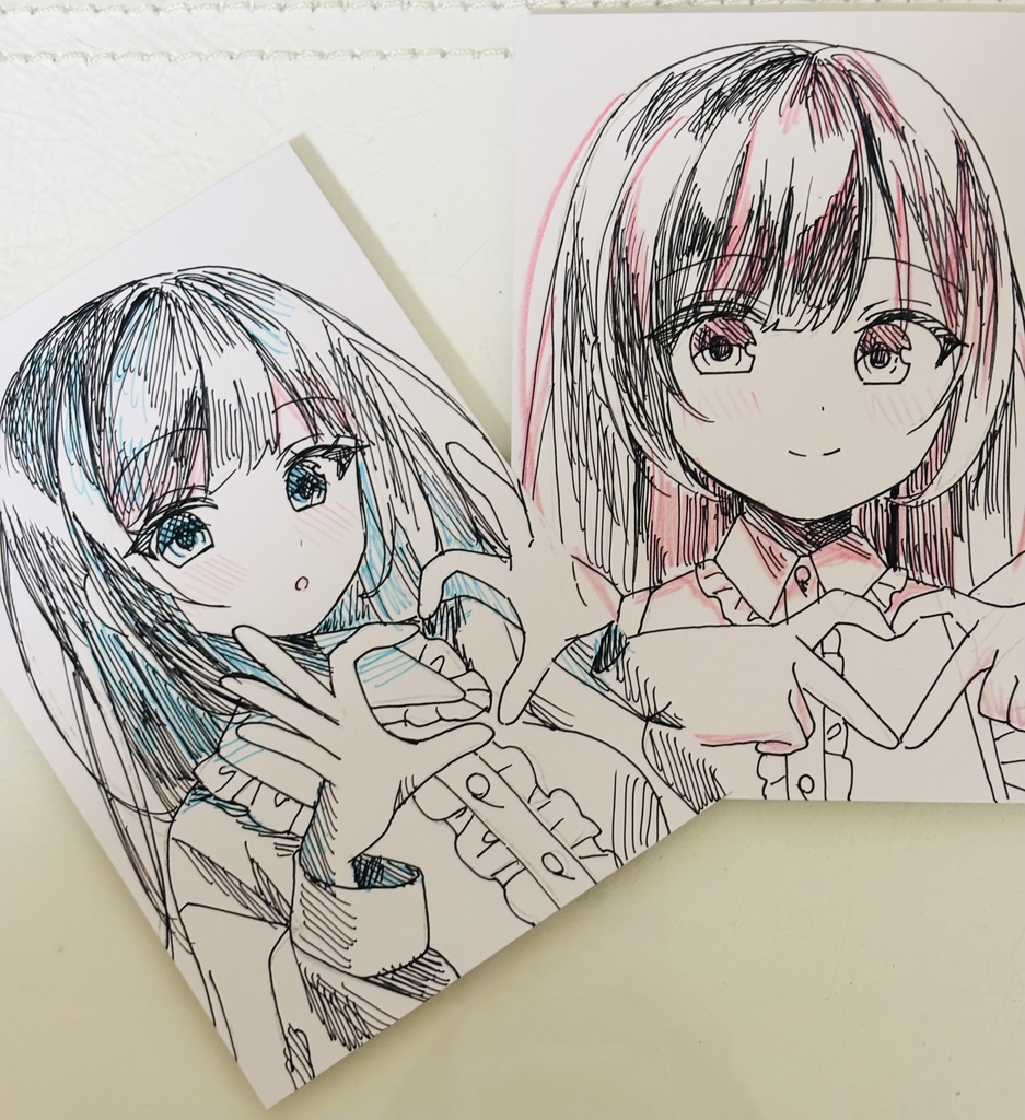 ボールペン画 ポストカード オリジナル 女の子