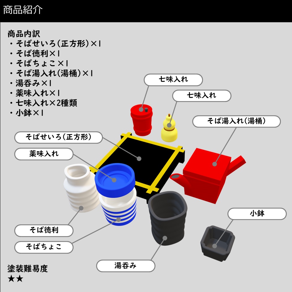 【キット】そばセット:そばせいろ(正方形)ver