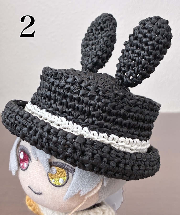 ぬい用耳付き麦わら帽子