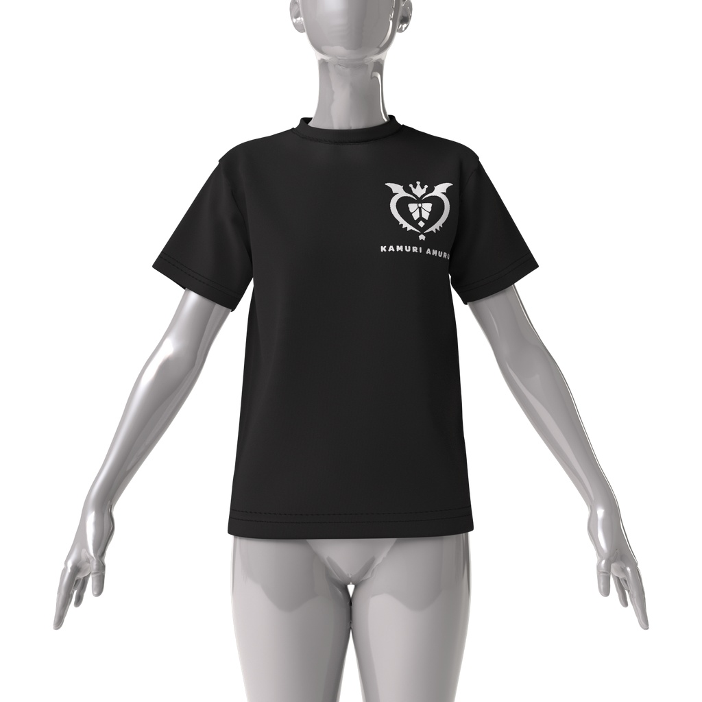 花冠あむるモチーフロゴ ビックシルエットTシャツ(黒)