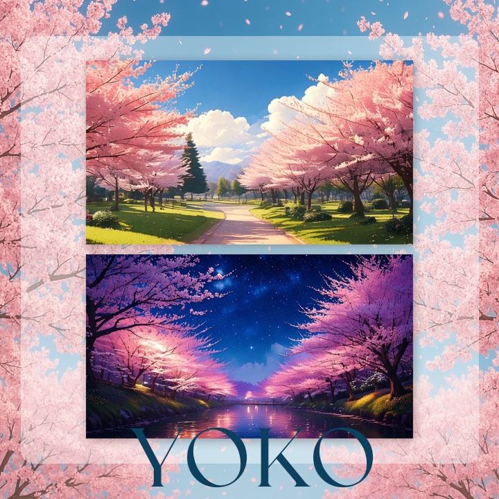 動く【無料配布】夜桜&昼桜|花吹雪のお花見配信背景素材 | 縦型&横型