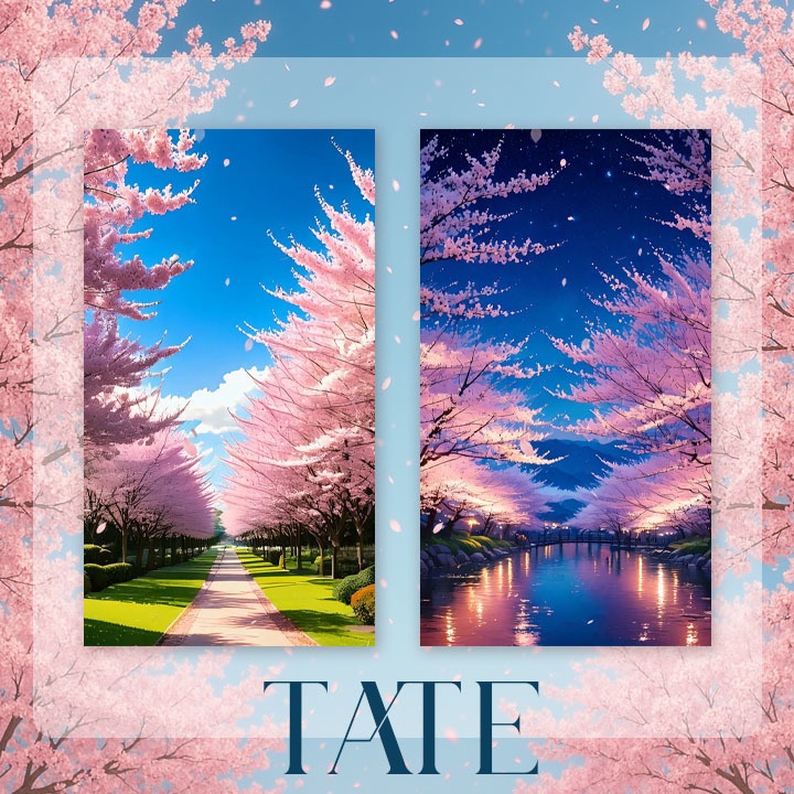 動く【無料配布】夜桜&昼桜|花吹雪のお花見配信背景素材 | 縦型&横型