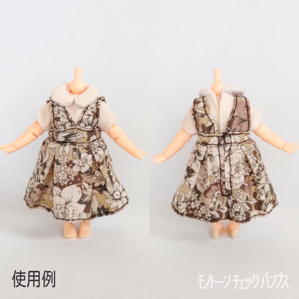 1/12ドール用 レトロフラワー ジャンパースカート