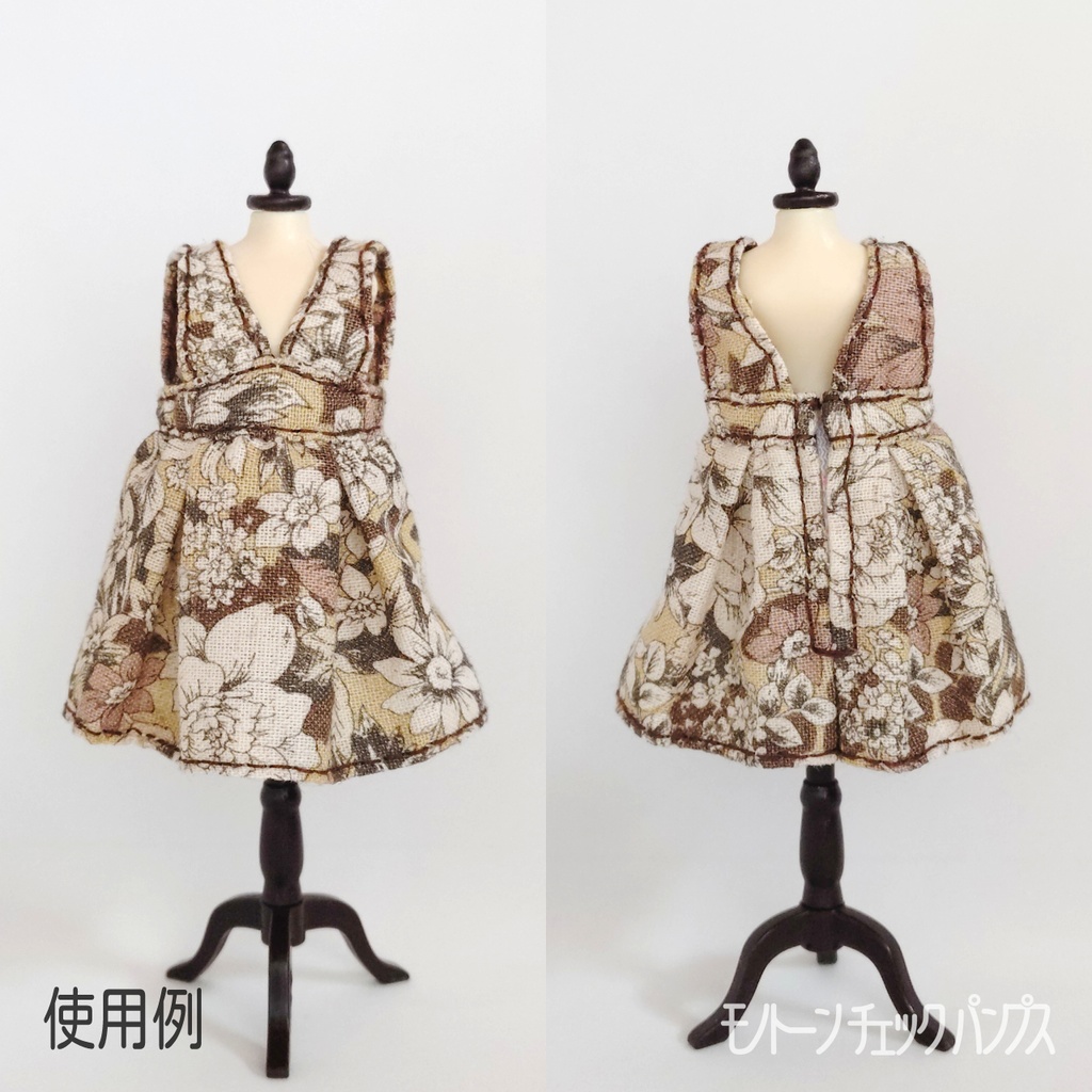 1/12ドール用 レトロフラワー ジャンパースカート