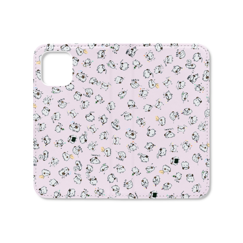 手帳型iPhoneケース パステルピンク
