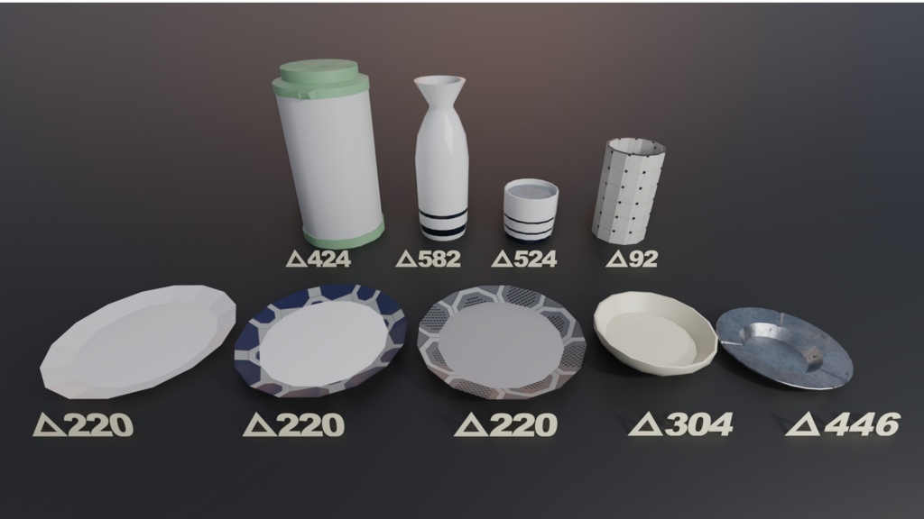 【VRchat】居酒屋っぽい食器8種セット/Japanese Tavern Tablewares