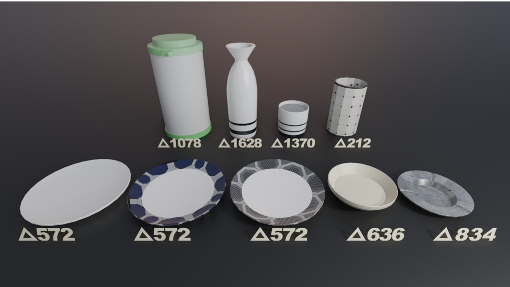 【VRchat】居酒屋っぽい食器8種セット/Japanese Tavern Tablewares