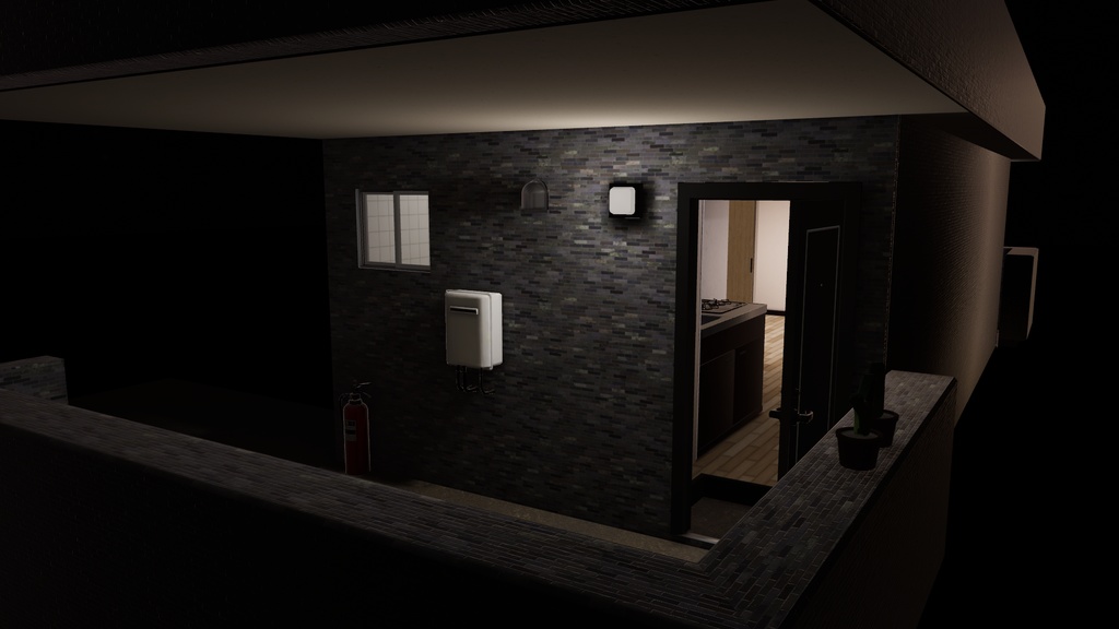 ワンルームアパートA1 2種のドア開閉ギミックつき /ApartmentCell A1 with door gimmicks