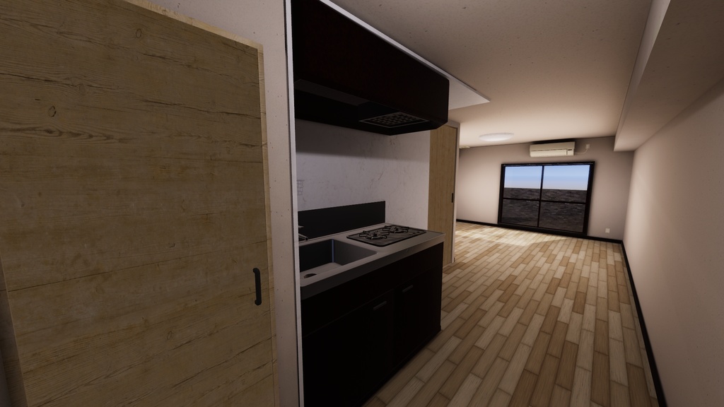 ワンルームアパートA1 2種のドア開閉ギミックつき /ApartmentCell A1 with door gimmicks