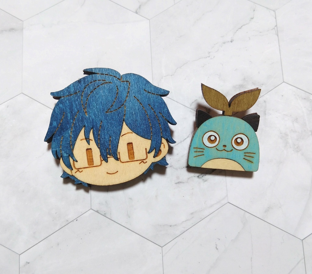 エデン組 寄木マグネット/寄木ブローチ