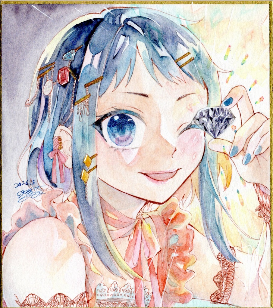 【色紙原画】宝石シリーズ　リゼル　ダイヤ